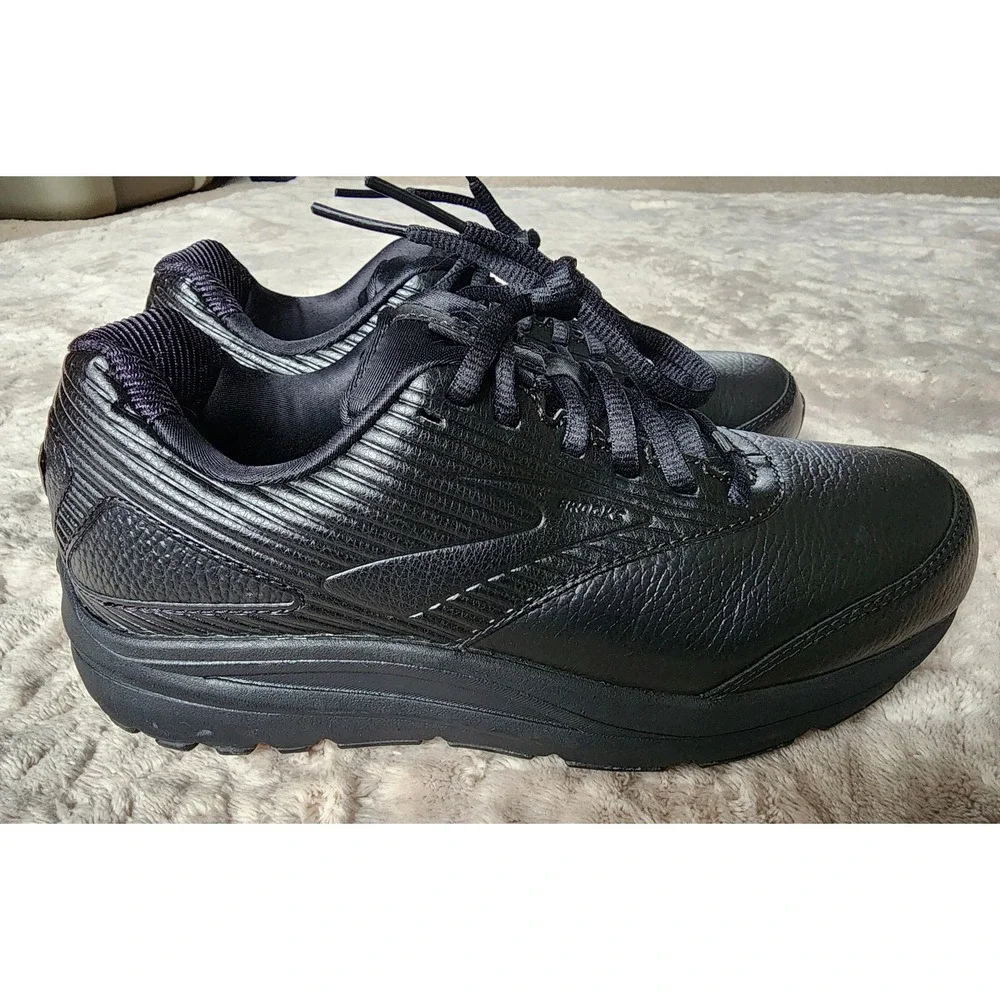 Brooks Addiction Walker 2 Black Leather Walking Shoes Slip Resistant Womens 8 B